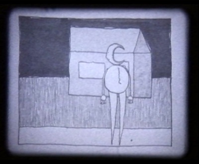 still from moonopolie (man from the moon animation: outside, looking in...)