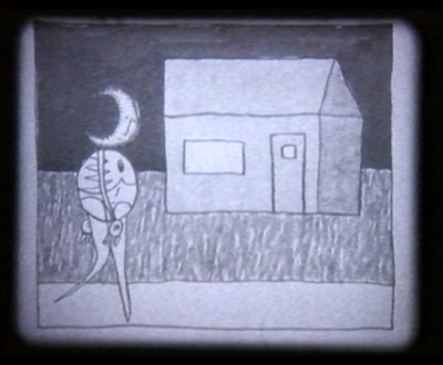 still from moonopolie (man from the moon animation: outside, looking in...)